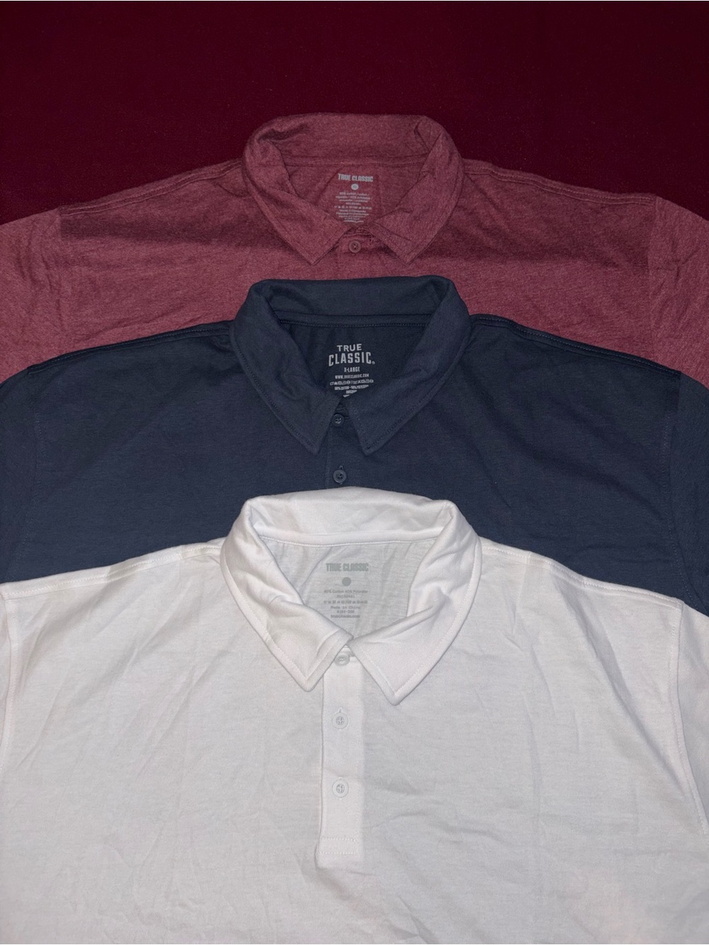 True Classic Polo - White, Navy, Burgundy size XL